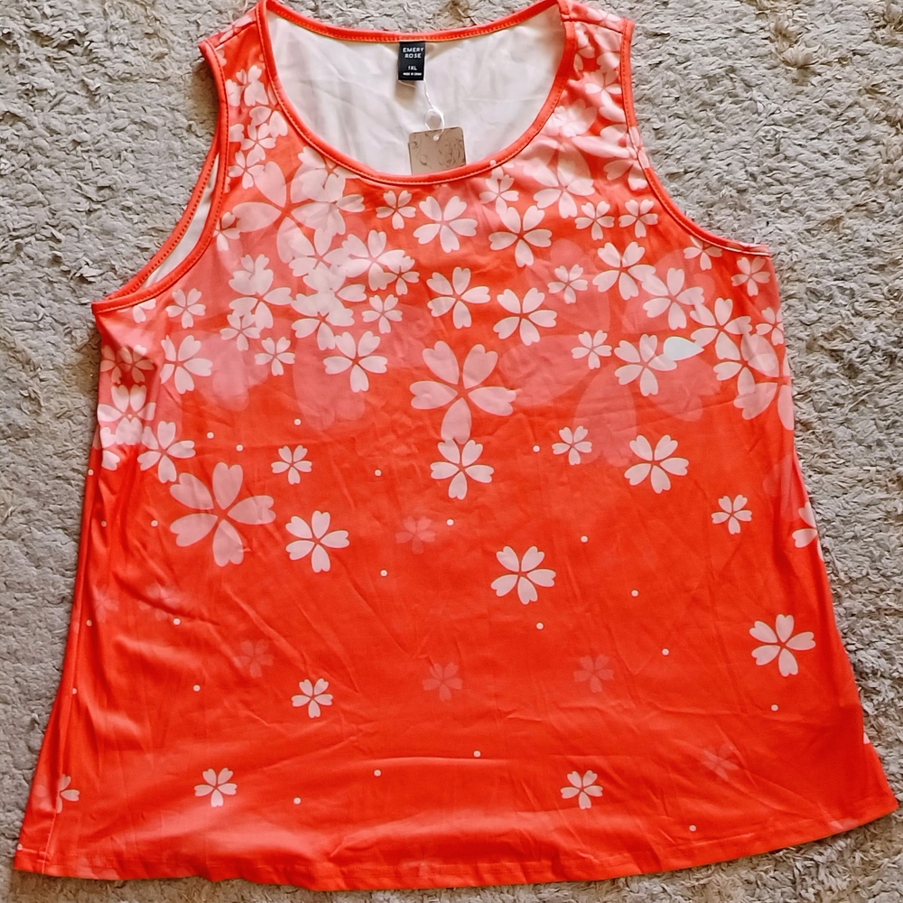 Floral Orange Tank Top